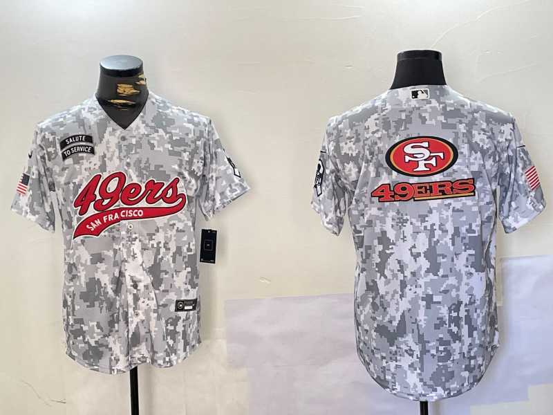 Men%27s San Francisco 49ers Blank Arctic Camo 2024 Salute to Service Stitched Baseball Jerseys